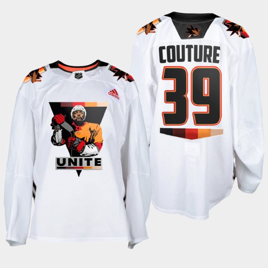 logan couture sharks white terry smith unite special warmup jersey