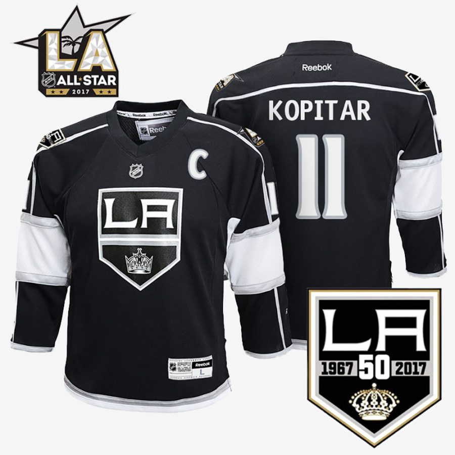 los angeles kings anze kopitar black youth home jersey