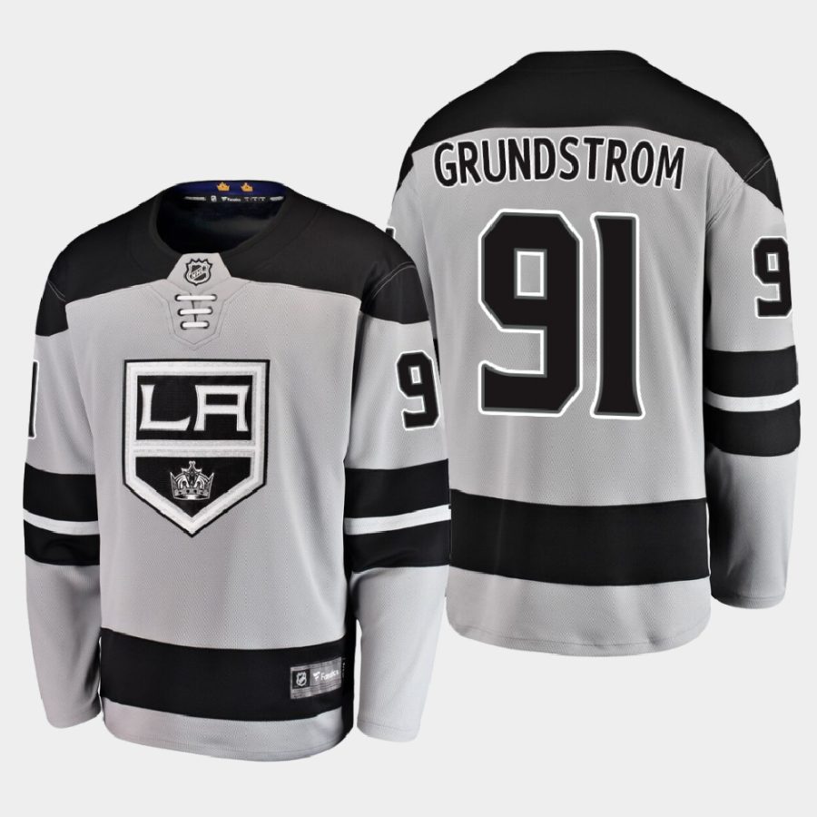 los angeles kings carl grundstrom alternate 2020 21 breakaway player jersey gray