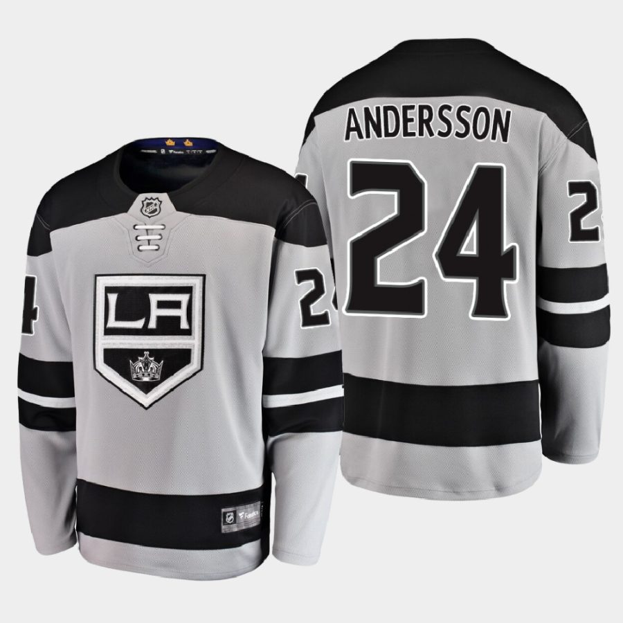 los angeles kings lias andersson alternate 2020 21 breakaway player jersey gray