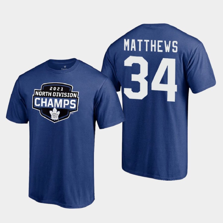 maple leafs auston matthews blue 2021 north division champions t shirt