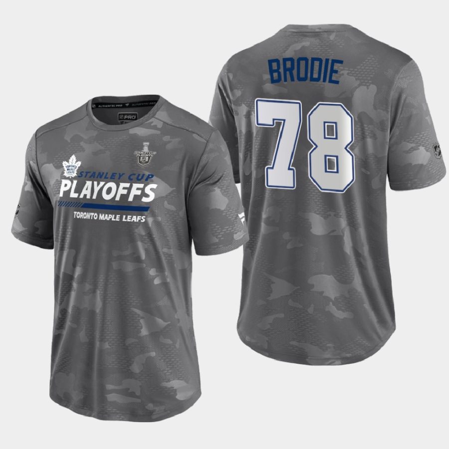 maple leafs t.j. brodie gray 2021 stanley cup playoffs authentic pro tee