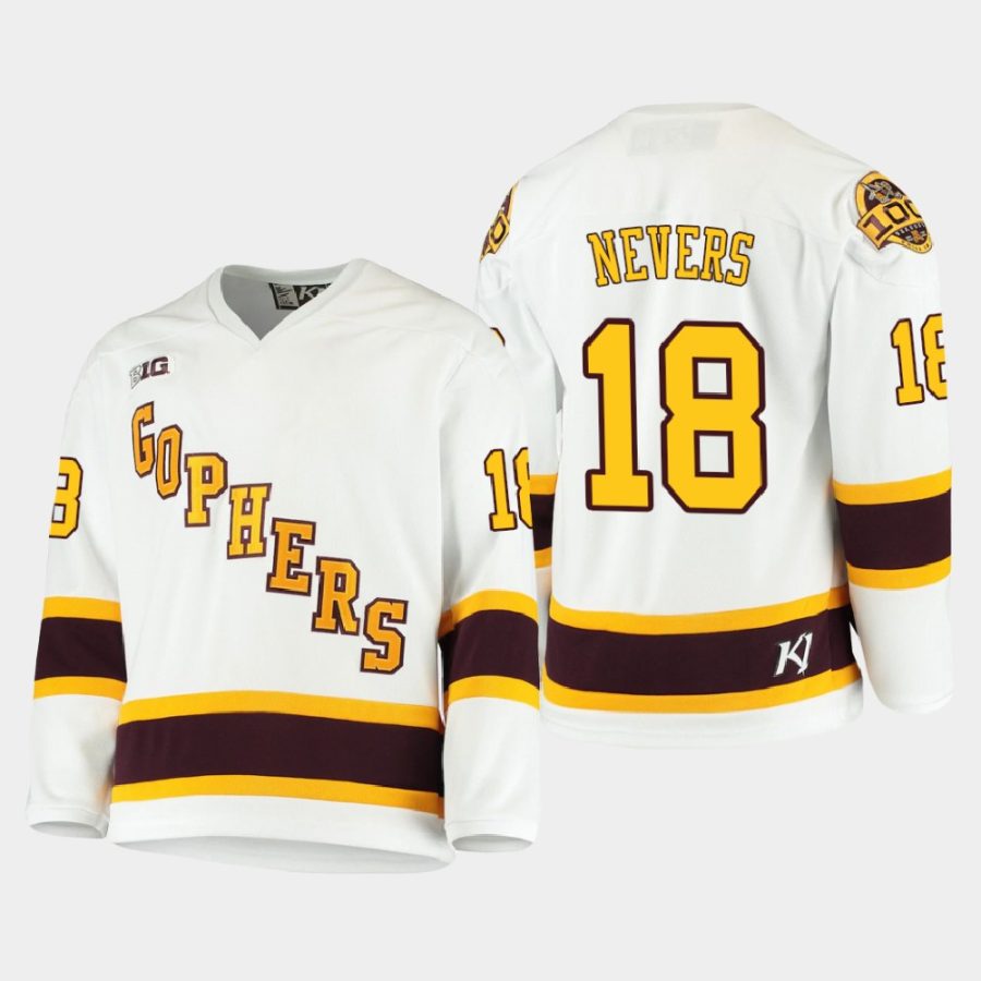 mason nevers minnesota golden gophers white 2021 b1g tournament championship throwback jersey