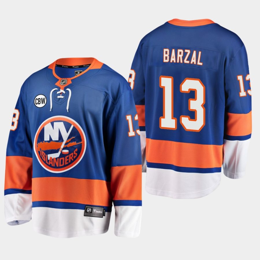 mathew barzal islanders royal 2019 home cbw premier jersey