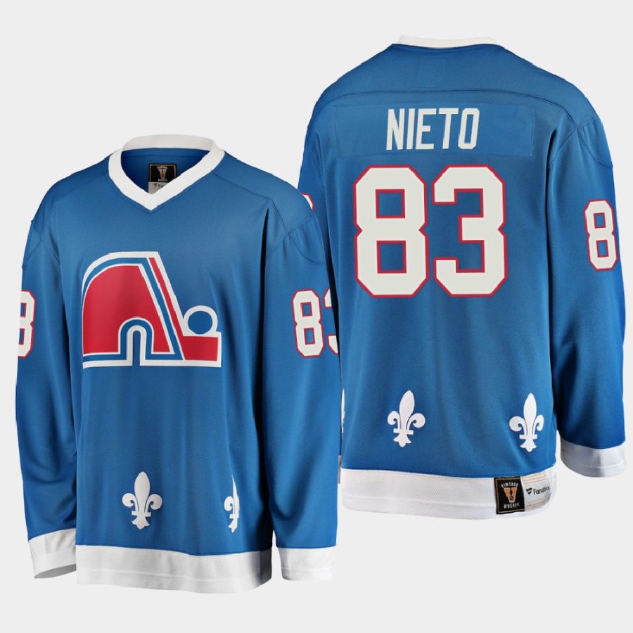 matt nieto quebec nordiques blue vintage jersey