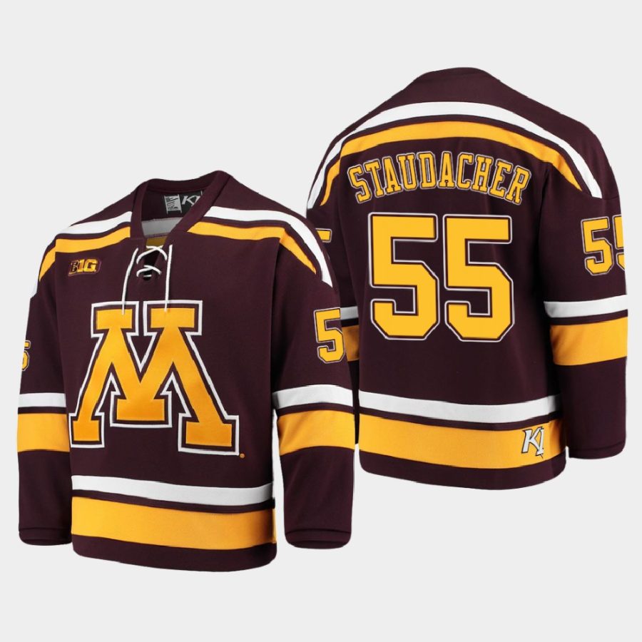 matt staudacher minnesota golden gophers maroon 2021 b1g tournament championship replica jersey