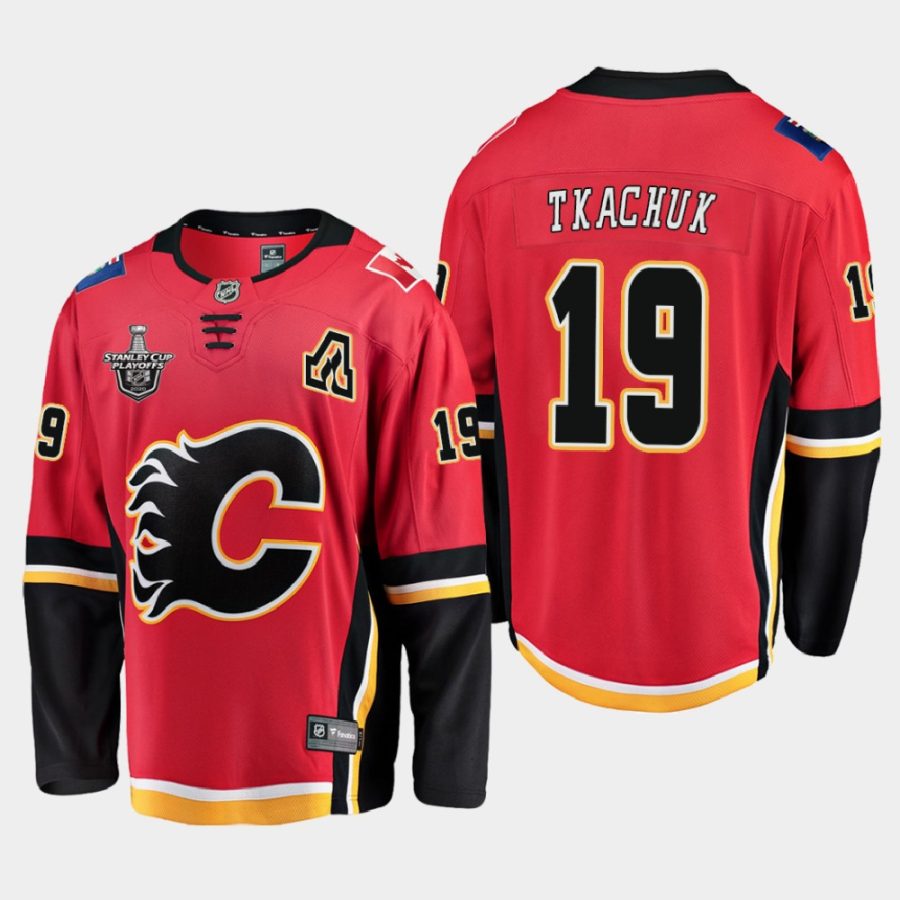 matthew tkachuk flames red 2019 2020 stanley cup playoffs home jersey