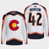 men avalanche josh manson 2022 authentic primegreen reverse retro 2.0 white jersey