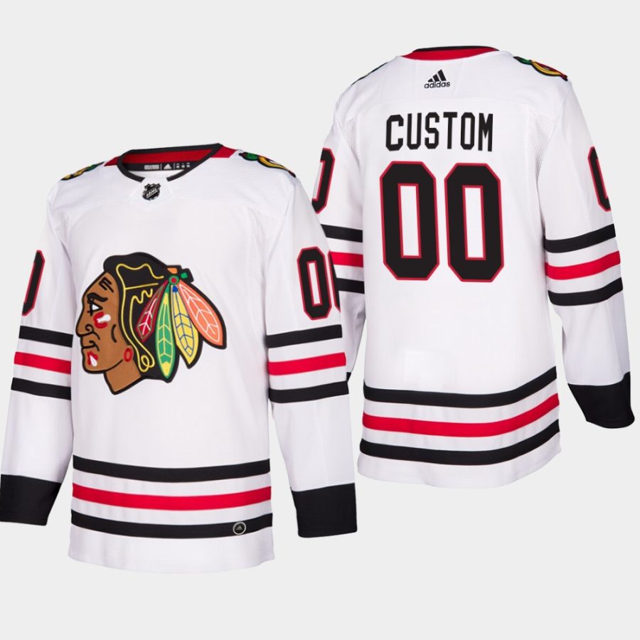 men blackhawks custom 2019 20 season away jersey white