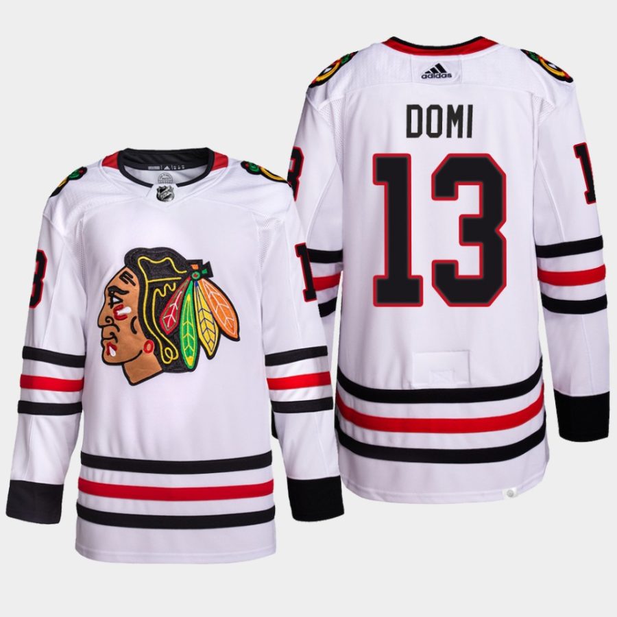 men blackhawks max domi 2022 away primegreen authentic white jersey