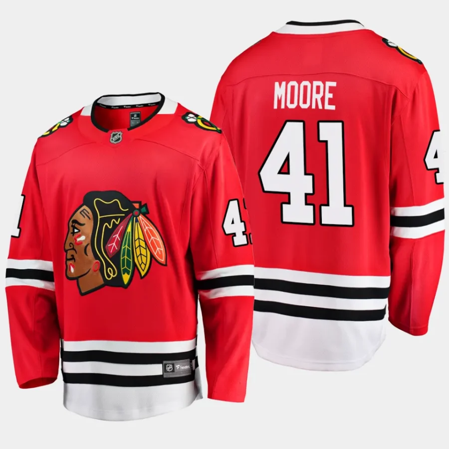 men blackhawks oliver moore men 2023 nhl draft home breakaway player red jersey