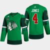 men blackhawks seth jones warm up st. patricks day 2022 green jersey