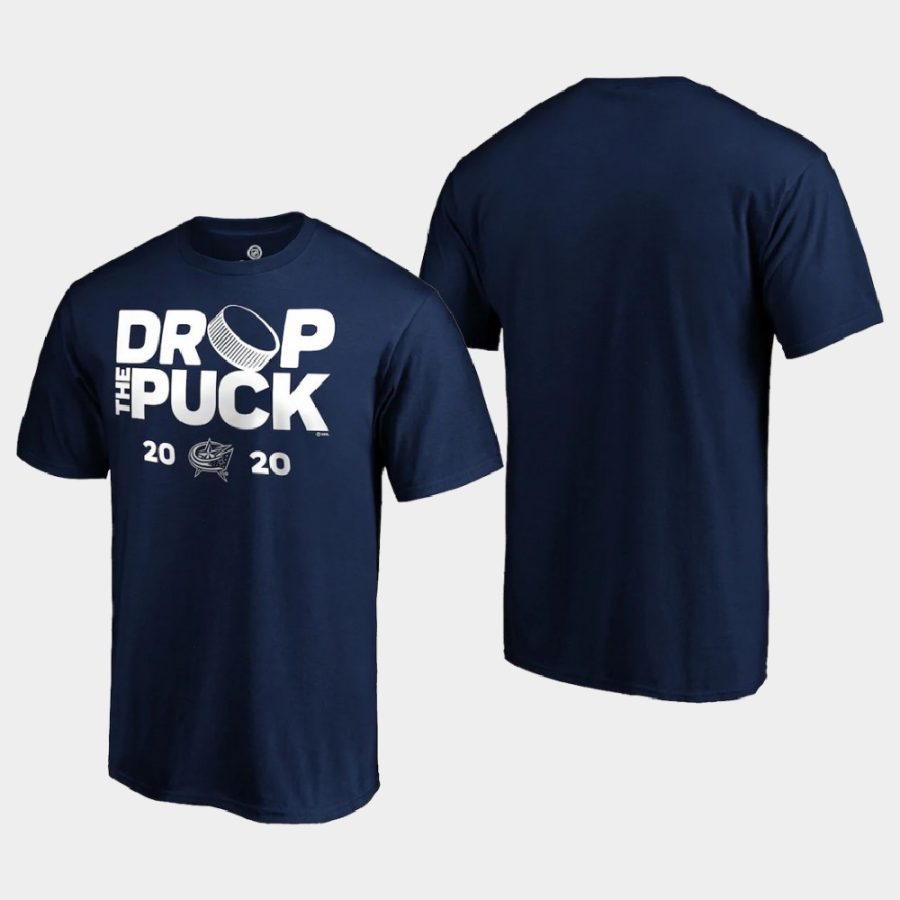 men blue jackets 2020 drop the puck resume season navy