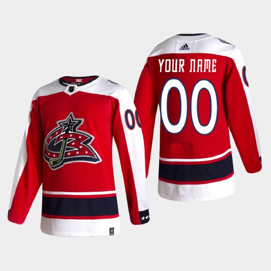 men blue jackets custom 2020 21 authentic reverse retro red jersey