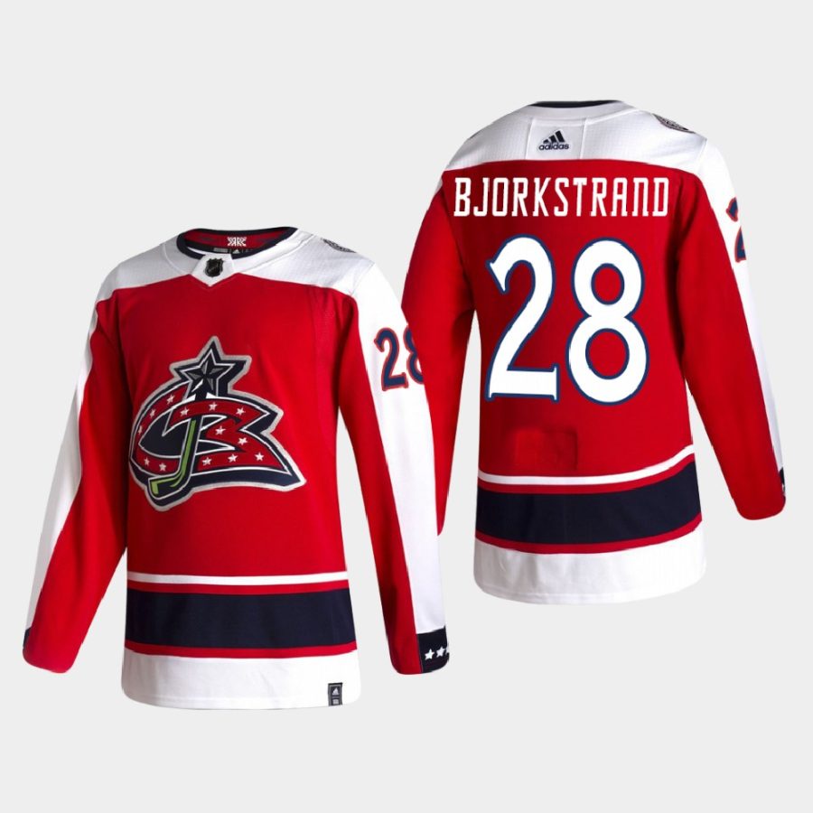 men blue jackets oliver bjorkstrand 2020 21 authentic reverse retro red jersey