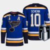 men blues brayden schenn authentic pro 2022 stanley cup playoffs blue jersey