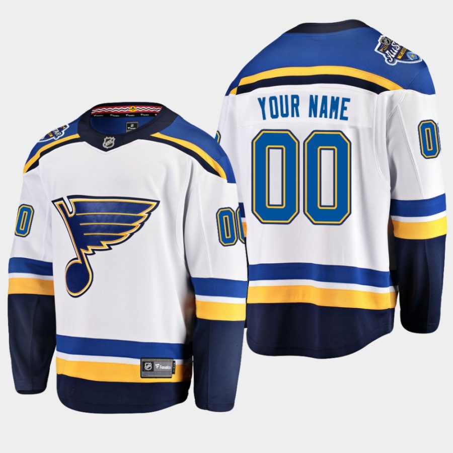 men blues custom away 2020 all star patch fanatics jersey white