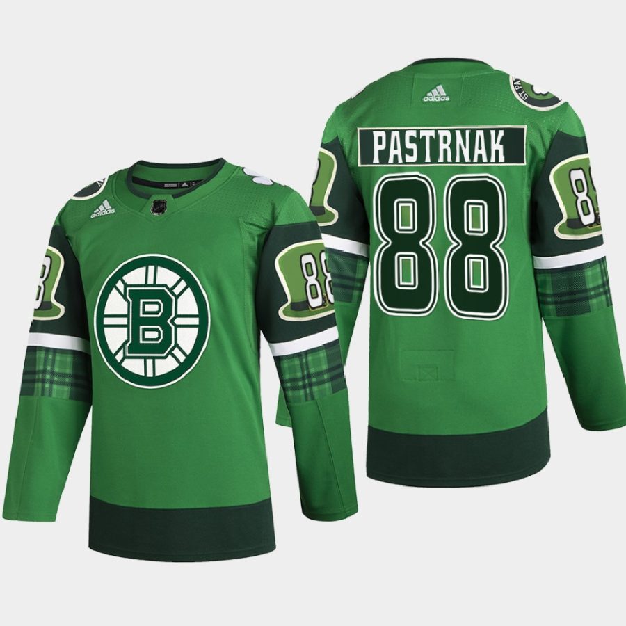 men bruins david pastrnak warm up st patricks day 2022 green jersey