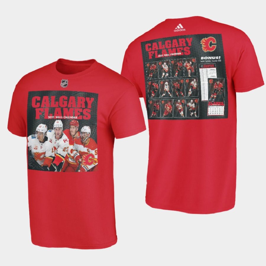 men calgary flames 2021 calendar collcetion red t shirt