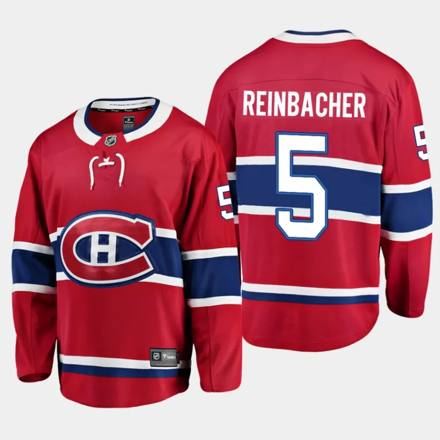 men canadiens david reinbacher men 2023 nhl draft home breakaway player red jersey