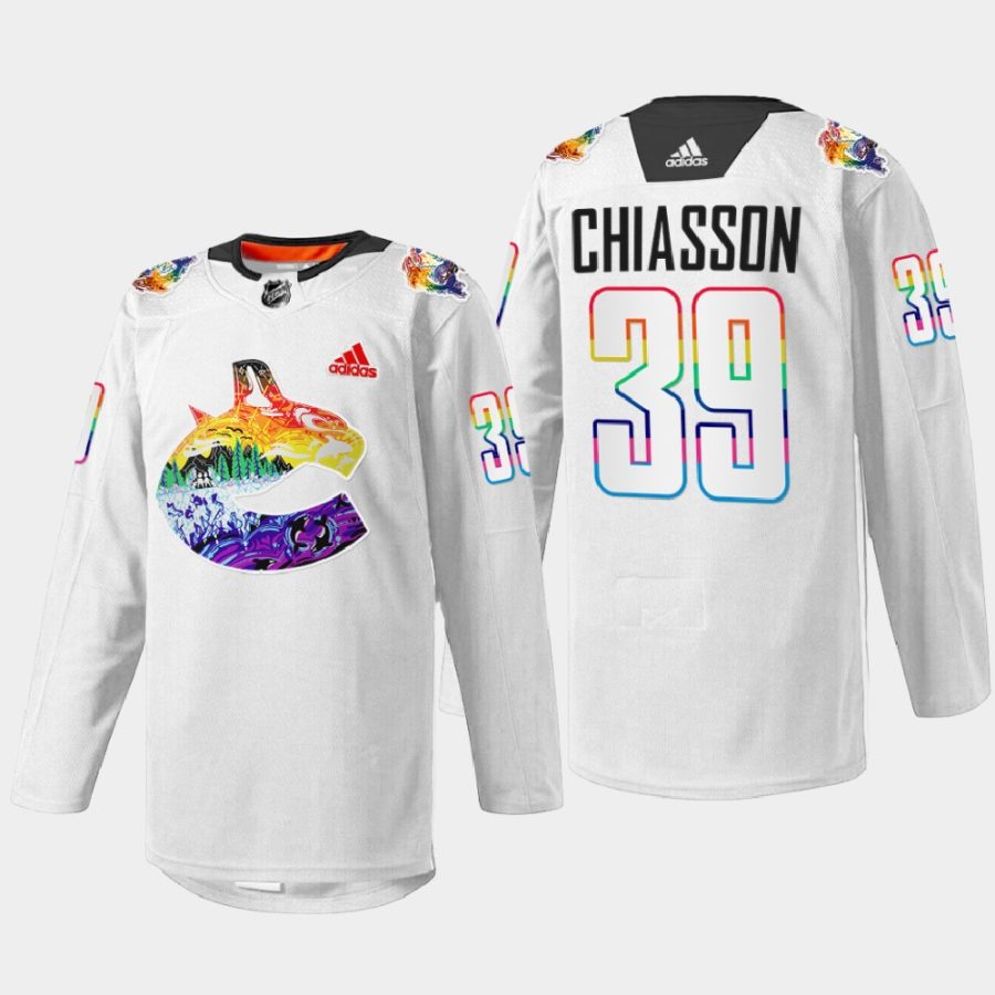 men canucks alex chiasson 2022 mio artwork warmup pride night white jersey