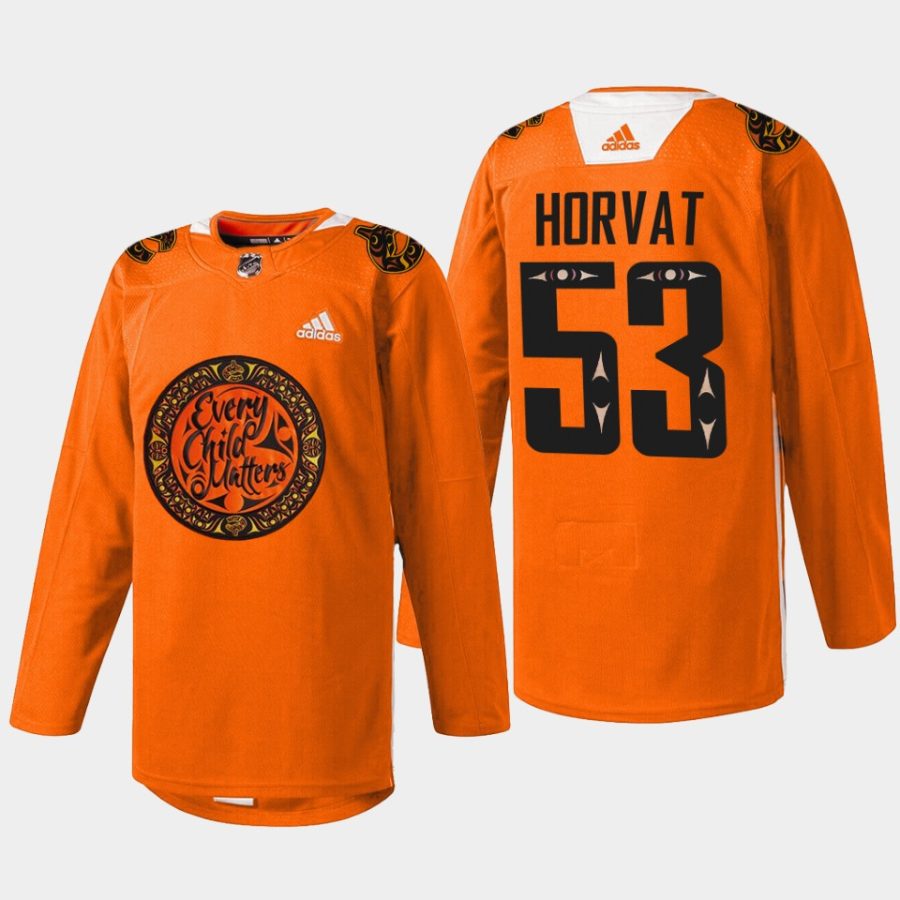 men canucks bo horvat warmup national day for truth and reconciliation 2022 orange jersey