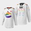 men canucks brad hunt 2022 mio artwork warmup pride night white jersey