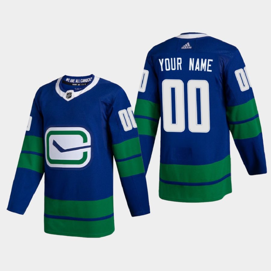 men canucks custom 2020 21 authentic player alternate jersey blue