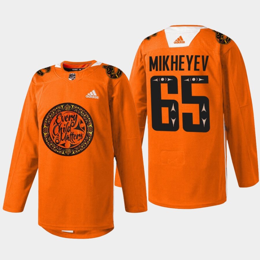 men canucks ilya mikheyev warmup national day for truth and reconciliation 2022 orange jersey