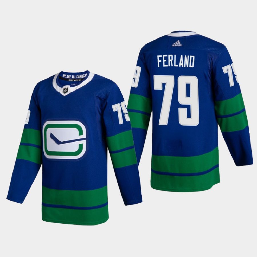 men canucks micheal ferland 2020 21 authentic player alternate jersey blue