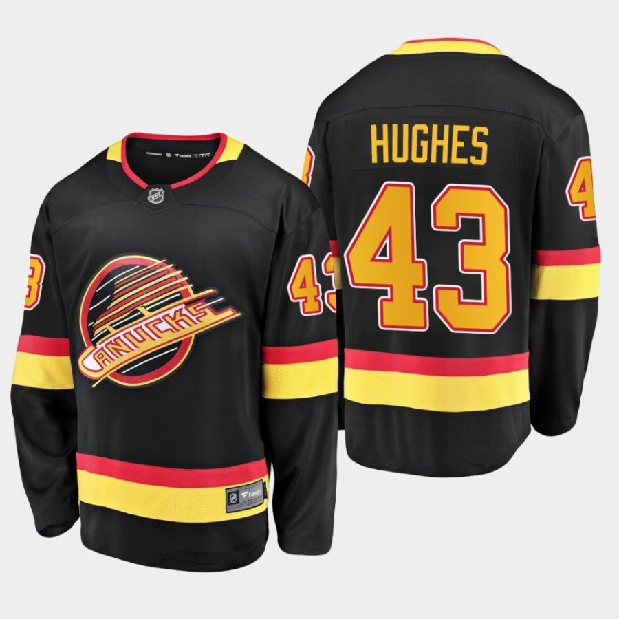 men canucks quinn hughes 2019 20 season flying skate premier breakaway fanatics jersey black