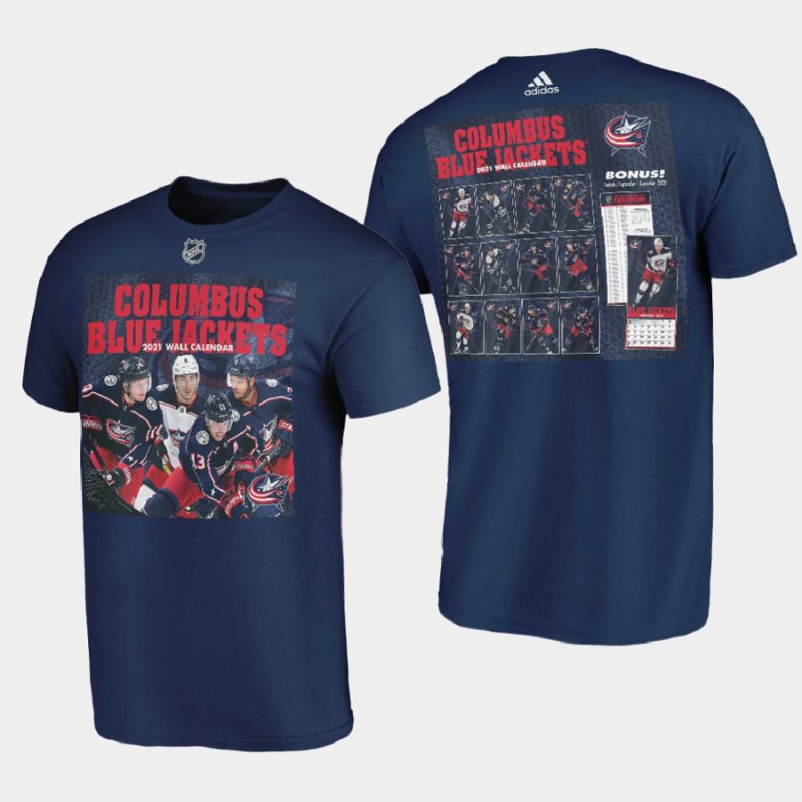 men columbus blue jackets 2021 calendar collcetion navy t shirt