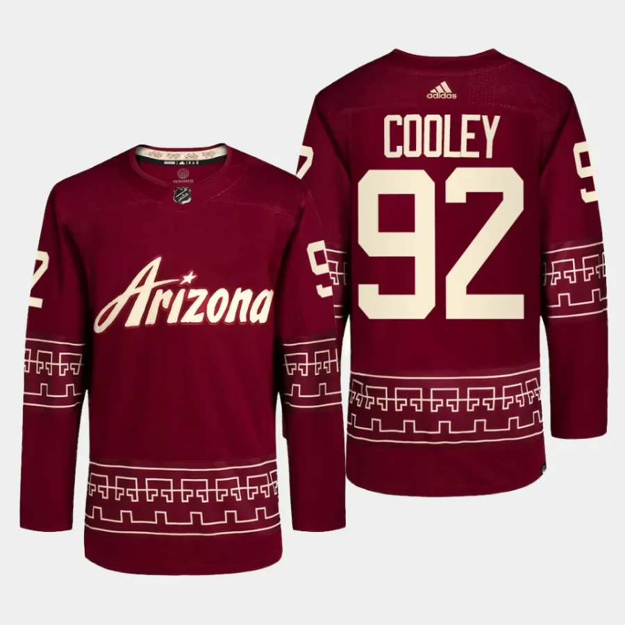 men coyotes logan cooley 2022 23 primegreen authentic alternate garnet jersey