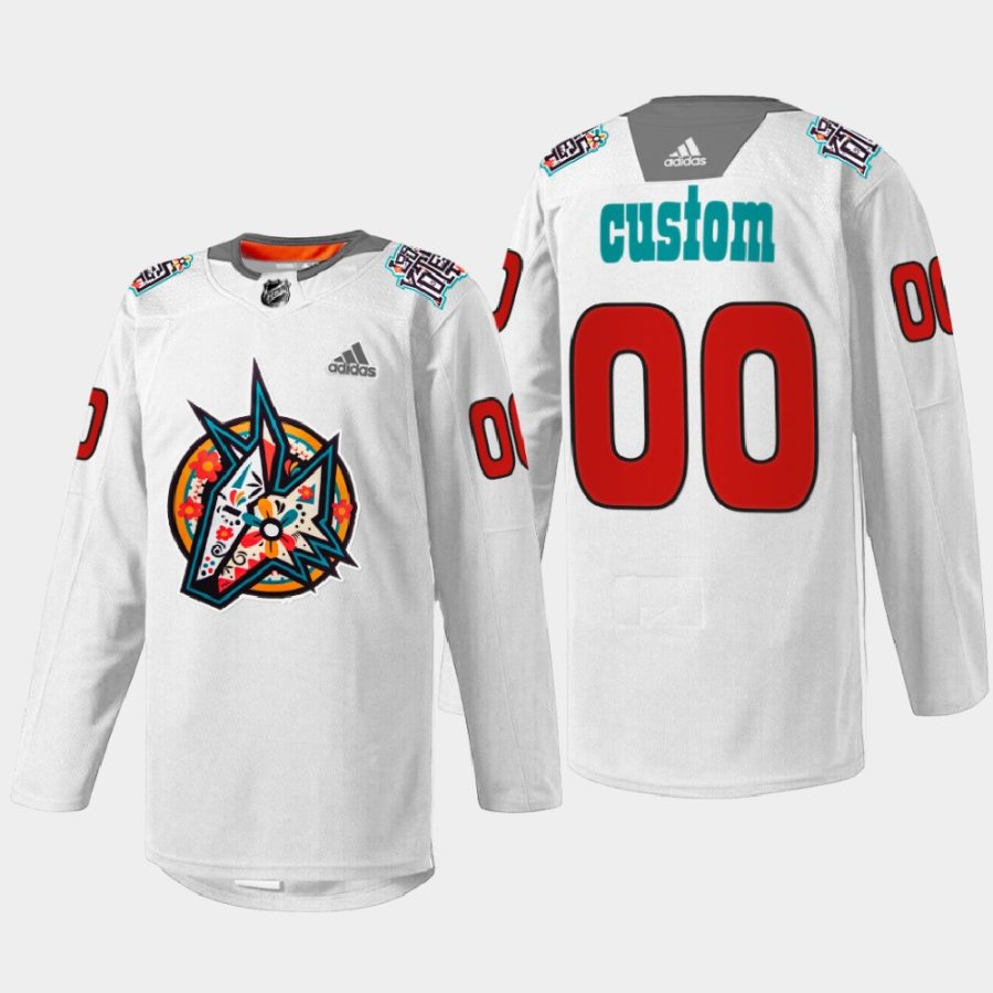 men custom coyotes white los yotes night warmup jersey