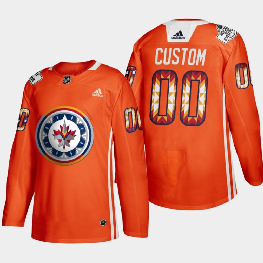 men custom jets orange 2022 wasac night indigenous warmup jersey