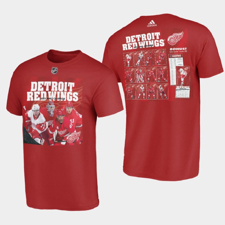 men detroit red wings 2021 calendar collcetion red t shirt