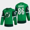 men devils jack hughes warm up st patricks day 2022 green jersey