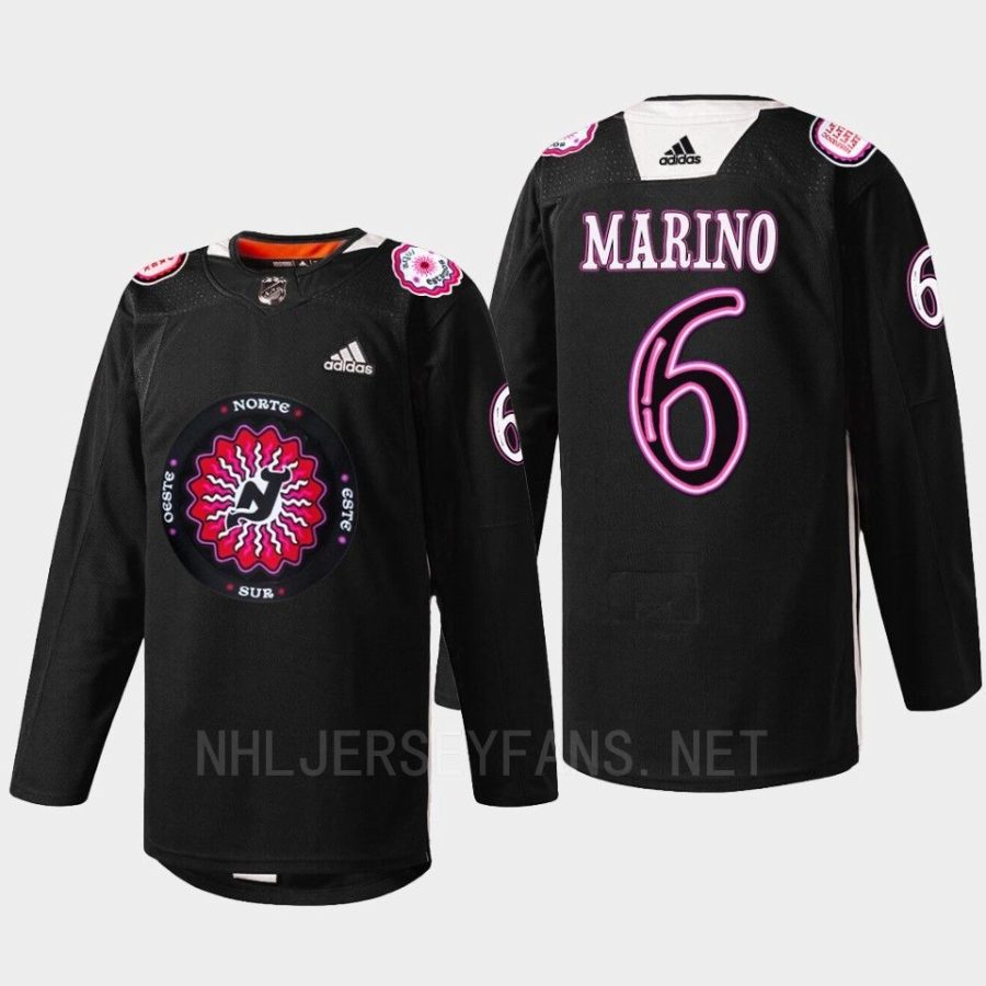 men devils john marino warmup hispanic heritage night 2022 black jersey