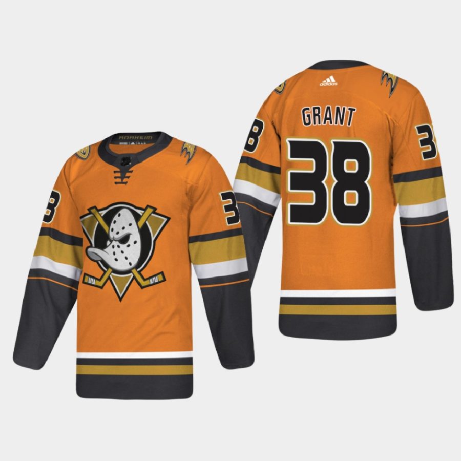 men ducks derek grant 2021 authentic alternate orange jersey