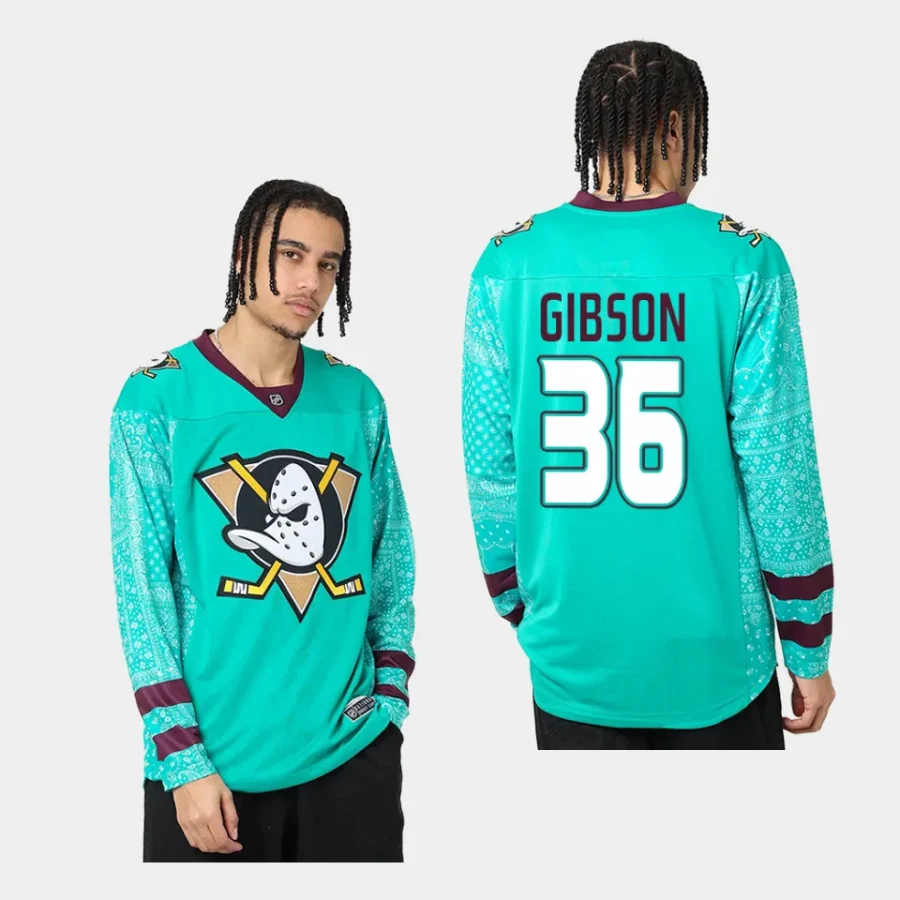 men ducks john gibson nhl bandana paisley teal jersey