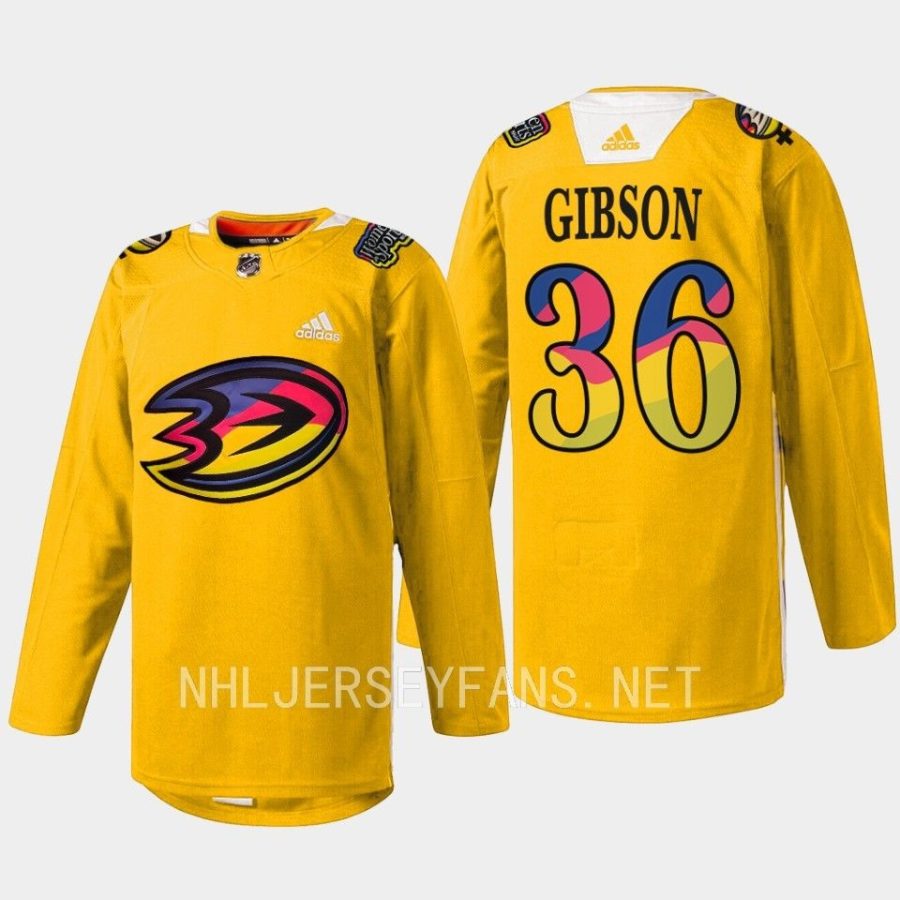 men ducks john gibson warmup women in sports night 2023 yellow jersey