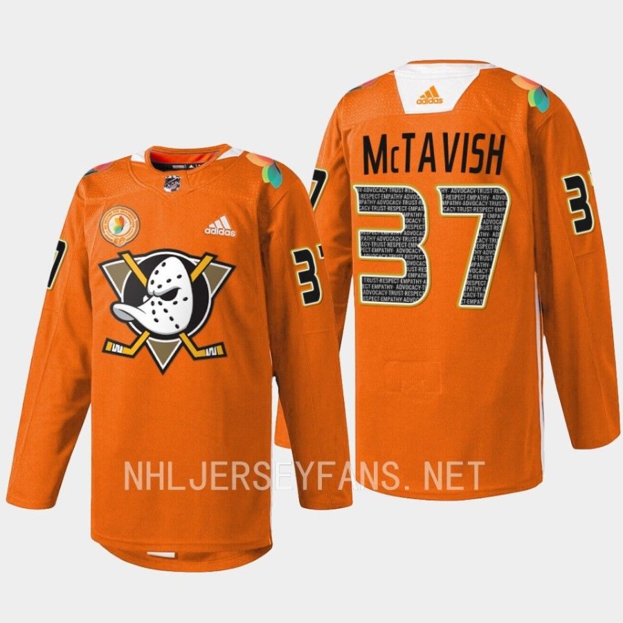 men ducks mason mctavish 2023 warmup orangewood orange jersey