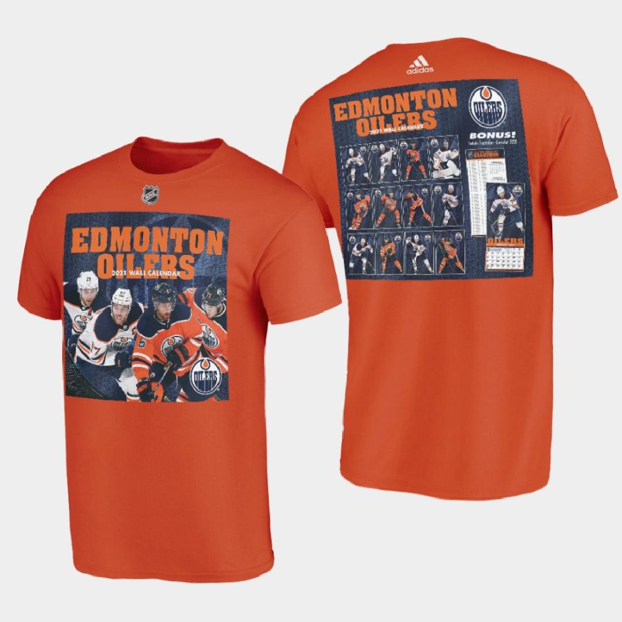 men edmonton oilers 2021 calendar collcetion orange t shirt