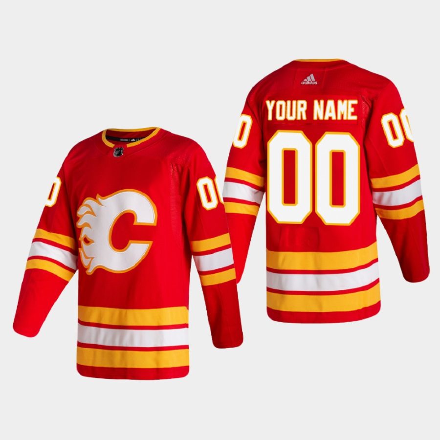 men flames custom 2020 21 authentic home red jersey