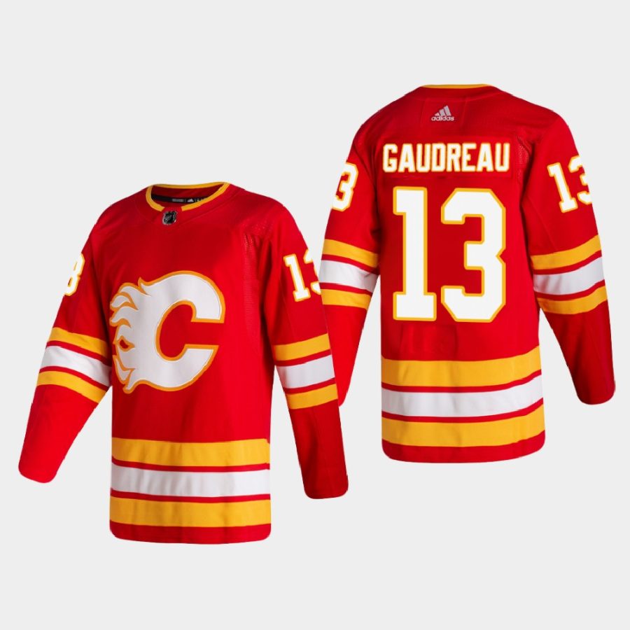 men flames johnny gaudreau 2020 21 authentic home red jersey