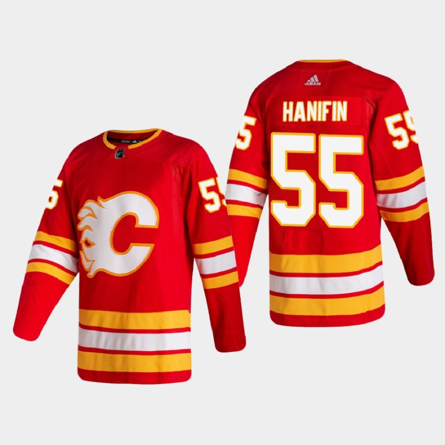 men flames noah hanifin 2020 21 authentic home red jersey