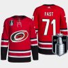 men hurricanes jesper fast authentic pro 2022 stanley cup playoffs red jersey