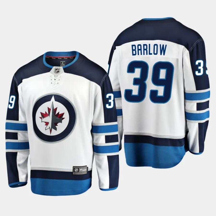 men jets colby barlow men 2023 nhl draft away breakaway player white jersey