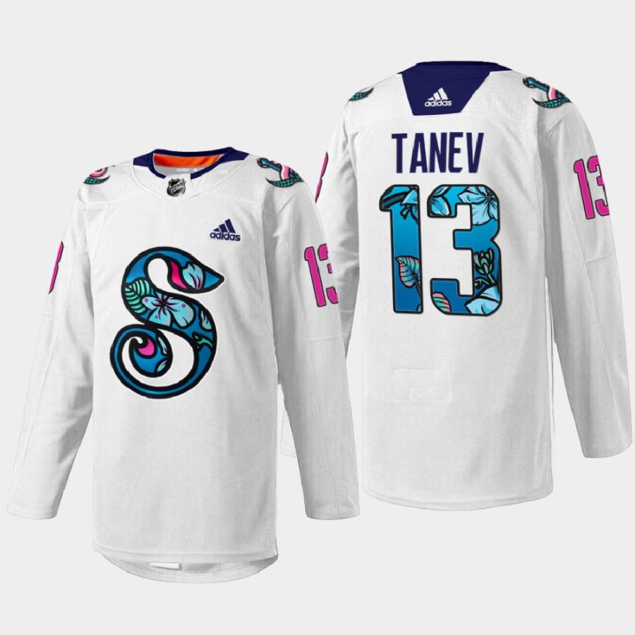 men kraken brandon tanev 2022 warmup pride night white jersey