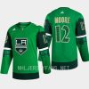 men la kings trevor moore 2023 st. patricks day primegreen authentic jersey green